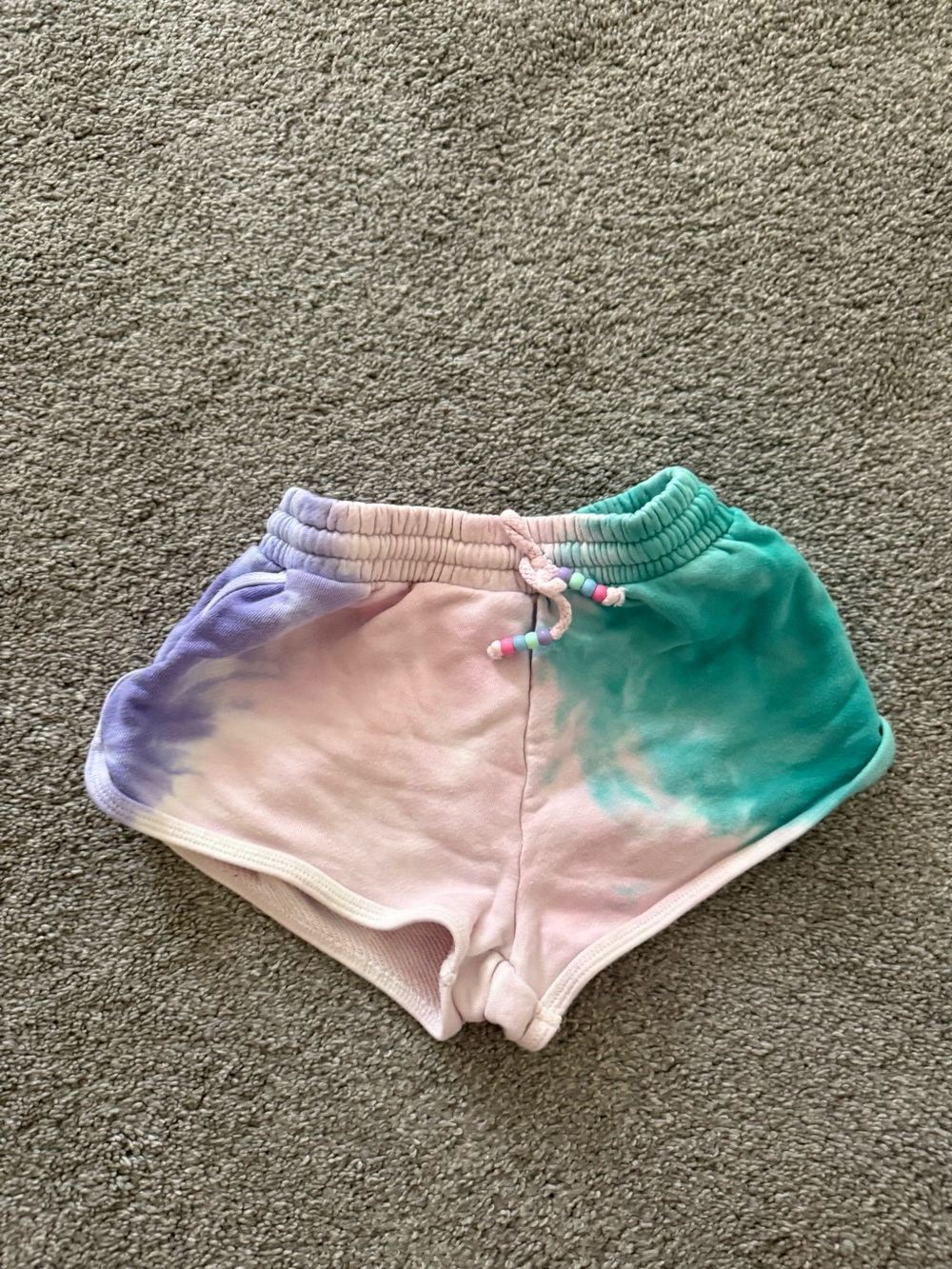 Splendid Tie-Dye Pastel Cotton Lounge Shorts - Pink, Purple & Teal